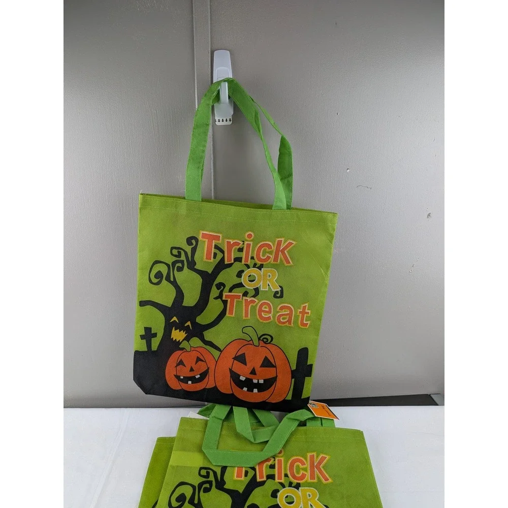Halloween 7 Trick or Treat Reusable Bags Lot Pumpkin Skull Spider Totes NEW